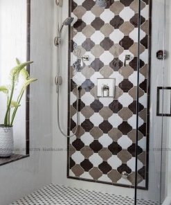 Gạch ốp tường trang trí hình đèn lồng Ma-rốc (men rạn-màu xám) 1