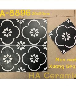Gạch bông 20x20 cm trang trí đen trắng Trung Quốc 8896