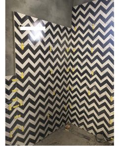 Gạch ốp tường Tây Ban Nha 40x120 trang trí chữ V đen trắng NDC Balco Gloss 1