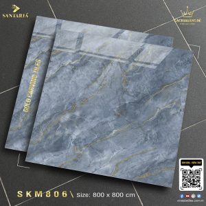 Gạch ốp lát 80x80 vân đá xanh vàng khắc vàng Santania SKM801 bền ...