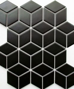 Gạch Trang Trí Mosaic Kim Cương Lập Phương Đen Mờ