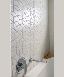 Gạch Trang Trí Mosaic Kim Cương Lập Phương Đen Mờ