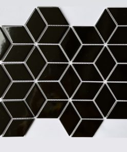 Gạch Trang Trí Mosaic Kim Cương Lập Phương Đen Bóng