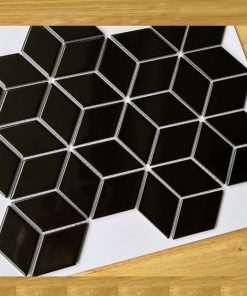 Gạch Trang Trí Mosaic Kim Cương Lập Phương Đen Bóng