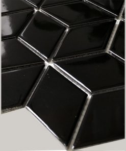 Gạch Trang Trí Mosaic Kim Cương Lập Phương Đen Bóng