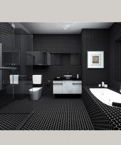 Gạch Trang Trí Mosaic Lục Giác Màu Đen Mờ