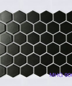 Gạch Trang Trí Mosaic Lục Giác Màu Đen Mờ