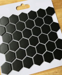 Gạch Trang Trí Mosaic Lục Giác Màu Đen Mờ