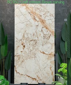 Gạch Ốp Lát Ấn Độ 80x160 Craft Crimson Brown Carving