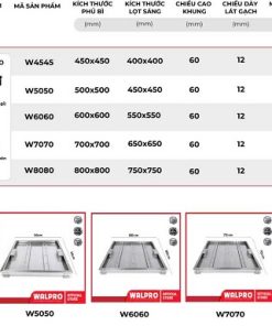 Nắp bể nước, hố ga INOX 304 - WALPRO ( Kích thước 30,40,50,60,70,80,90,100cm) 25