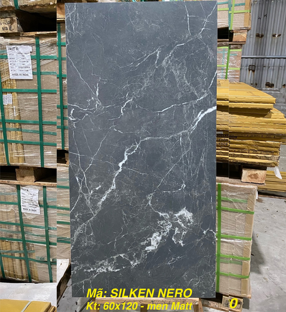 Gạch Ốp Lát 60x120cm Ấn Độ Silken Nero 4 Gạch Ốp Lát 60x120cm Ấn Độ Silken Nero