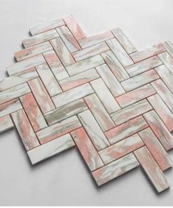 Đá mossaic tự nhiên trang trí vỉ 30x30cm thanh 2,5x7cm -Vàng