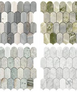Đá mossaic tự nhiên trang trí vỉ 30x30cm thanh 5x7cm -vân trắng