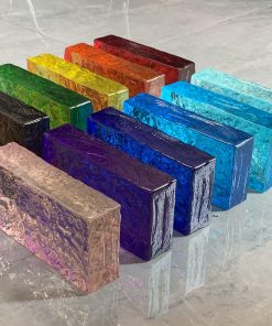 Gạch kính khối đặc 20x10x5cm các màu xanh, đỏ, hồng,vàng, cam, hổ phách 15
