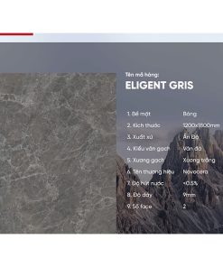 Gạch Ốp Lát 120x180cm bóng Ấn Độ Elignent Gris