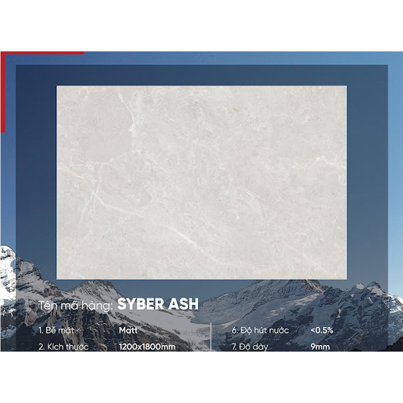 Syber-ASH Gạch Ốp Lát 120x180cm bóng Ấn Độ Syber ASH