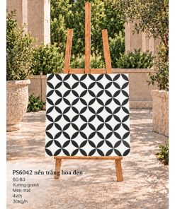 Gạch Ốp Lát Trung Quốc 60x60cm PS6042 nền trắng hoa đen